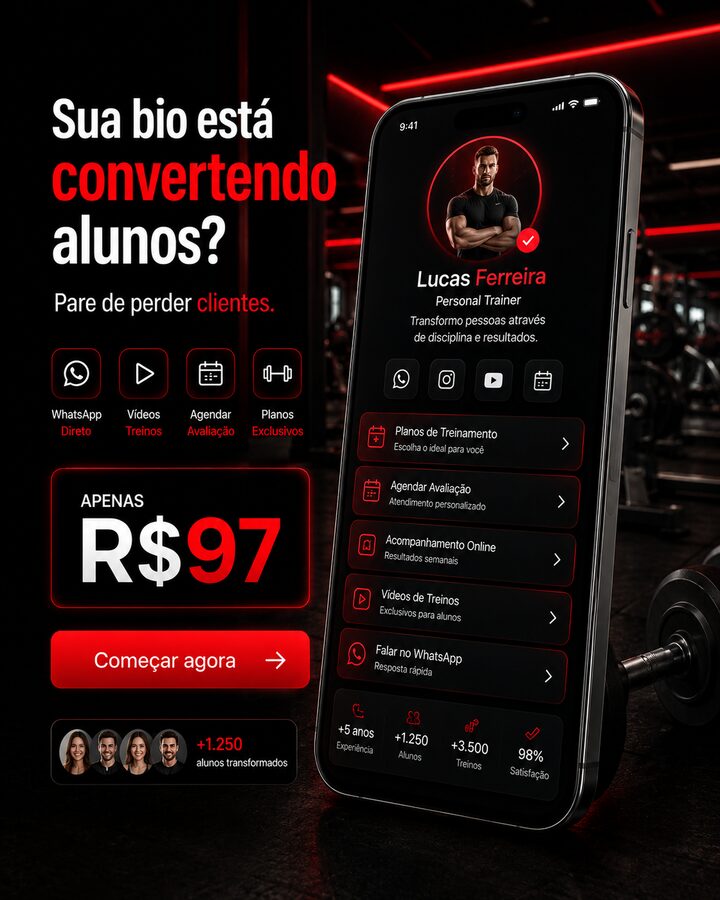 Página MeuLink para Personal Trainer