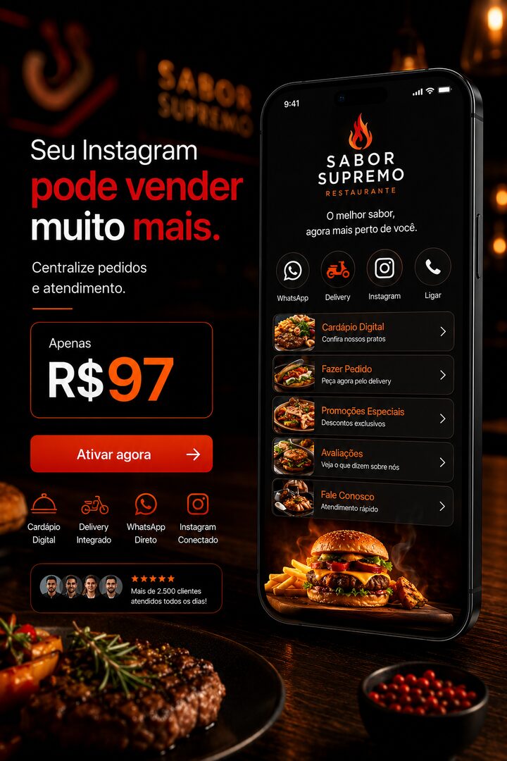Página MeuLink para Restaurante